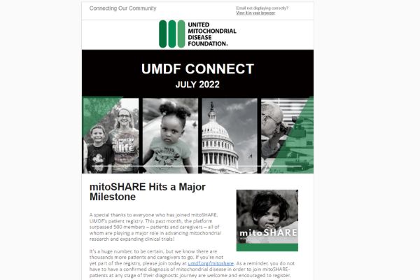 Example of our UMDF newsletter